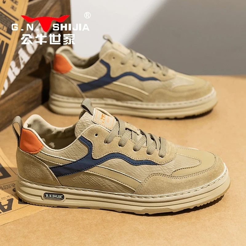 公牛世家男鞋2025春季新款运动休闲鞋户外防滑耐磨复古旅游休闲鞋