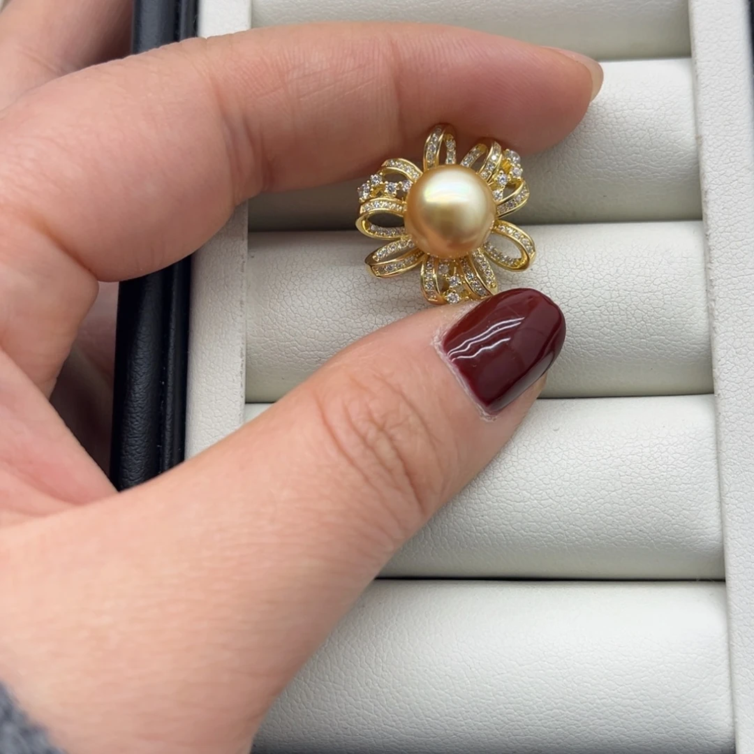 吊坠(不含链)银S925镶嵌海水珍珠