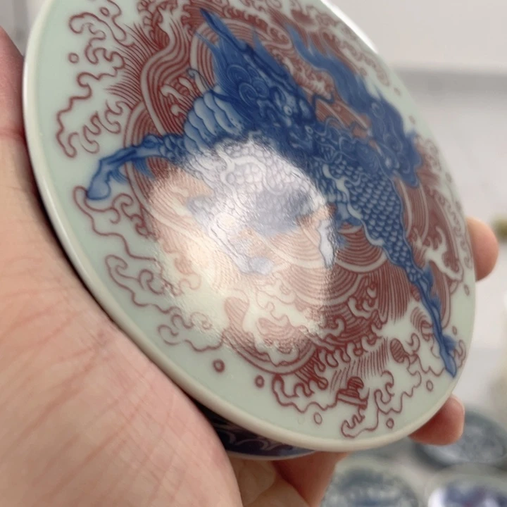 瓷片景德镇麒麟踏浪盖置