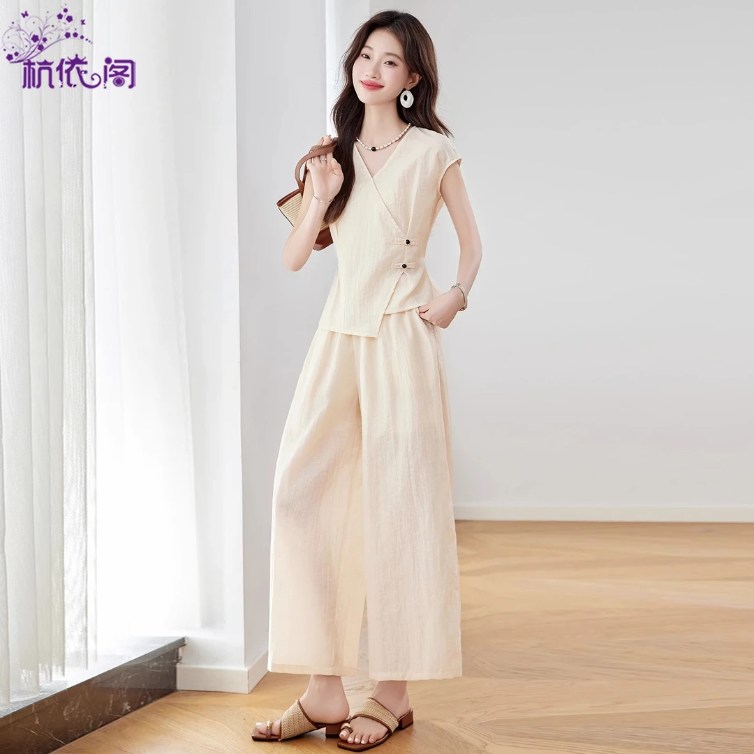 时尚休闲套装裤女夏穿搭一整套2025新款小个子气质洋气减龄两件套