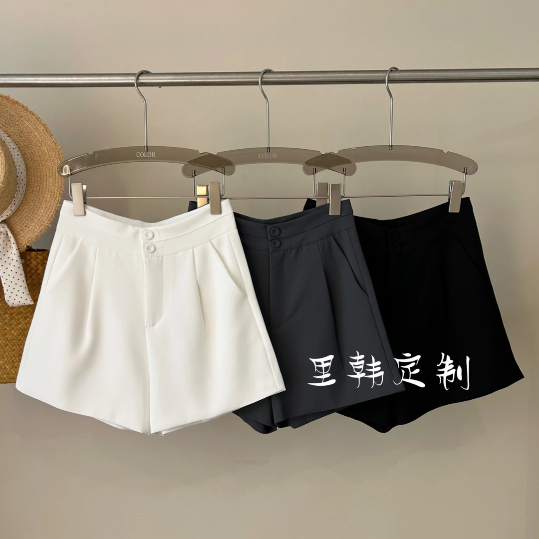 【里韩定制】高腰A字裤女新款显瘦百搭阔腿短裤西装三分裤潮2216-1