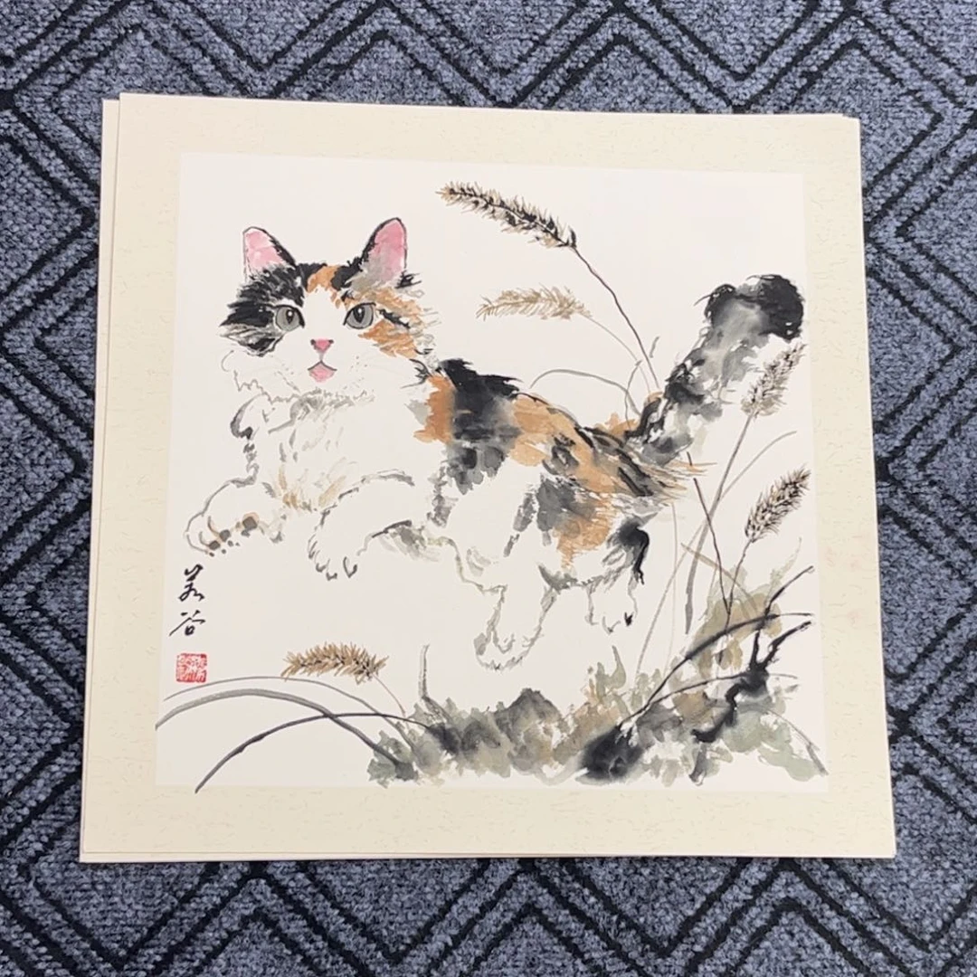 国画若谷老师三尺斗方花鸟卡纸旭