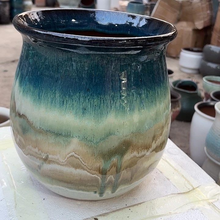 红陶山水画口径22高度25