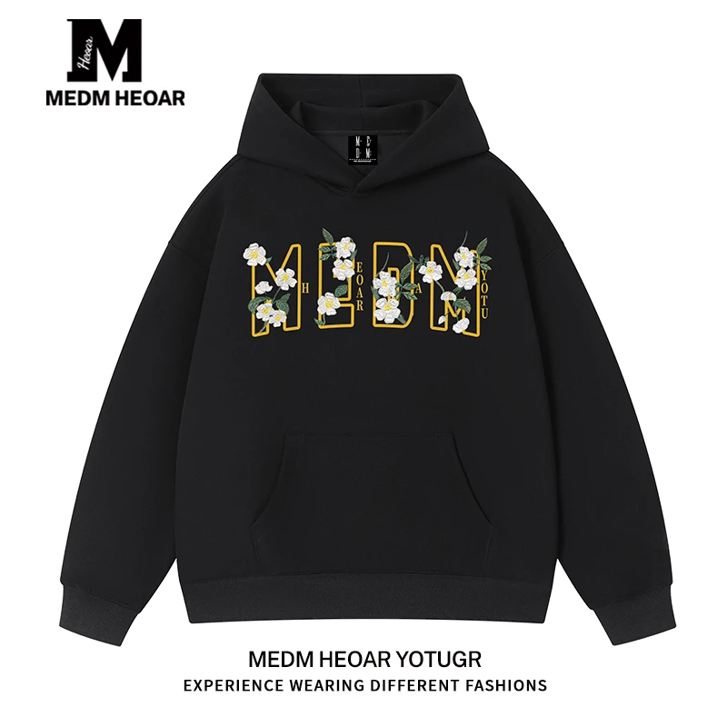 【三标齐全】MEDM HEOAR新款印花重磅连帽卫衣情侣款美式宽松帽衫