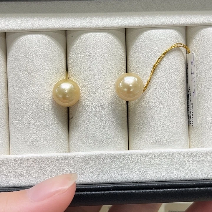 银S925镶嵌耳饰海水珍珠9-10mm 77号