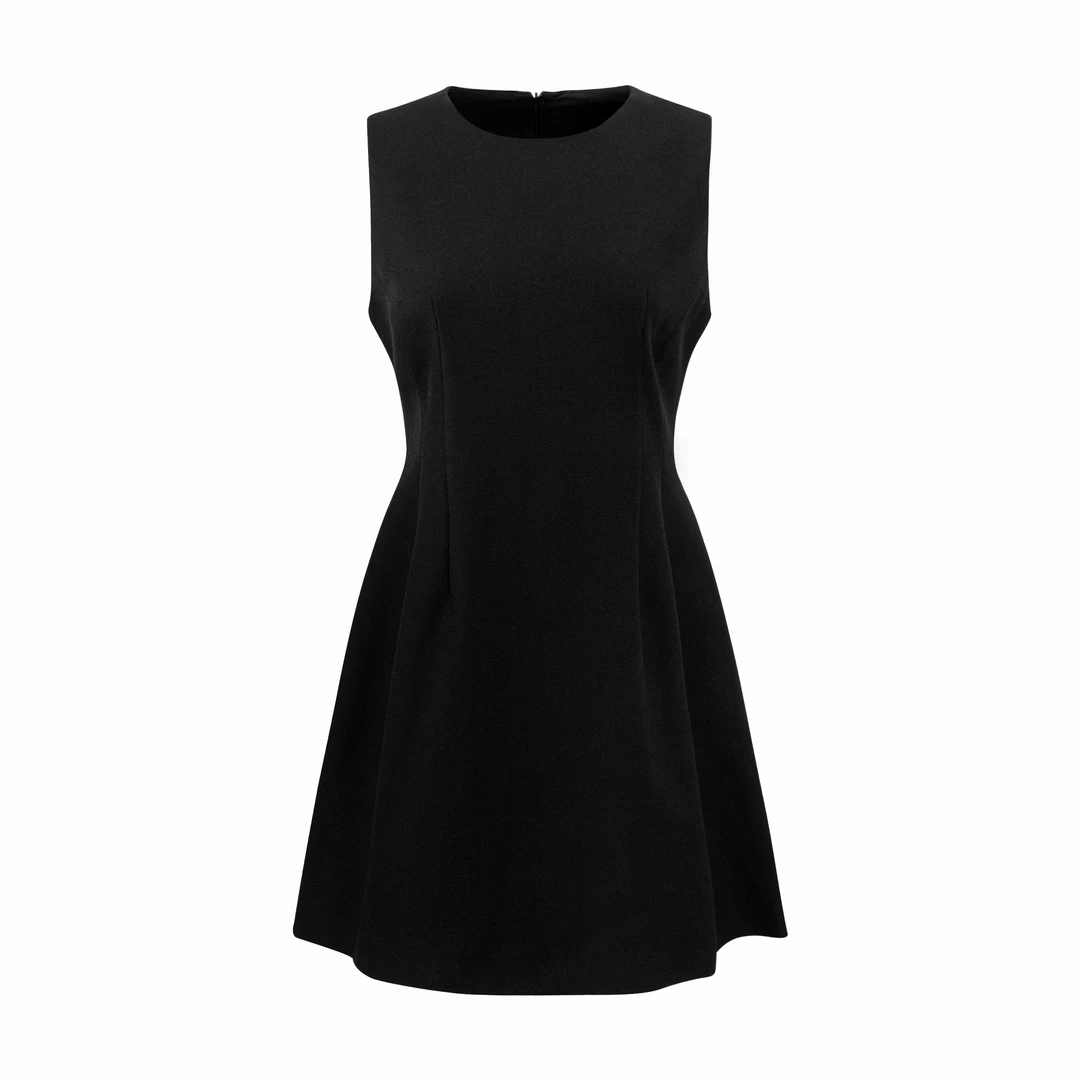 TG高定黑色无袖背心女叠穿气质收腰小个子连衣短裙-266