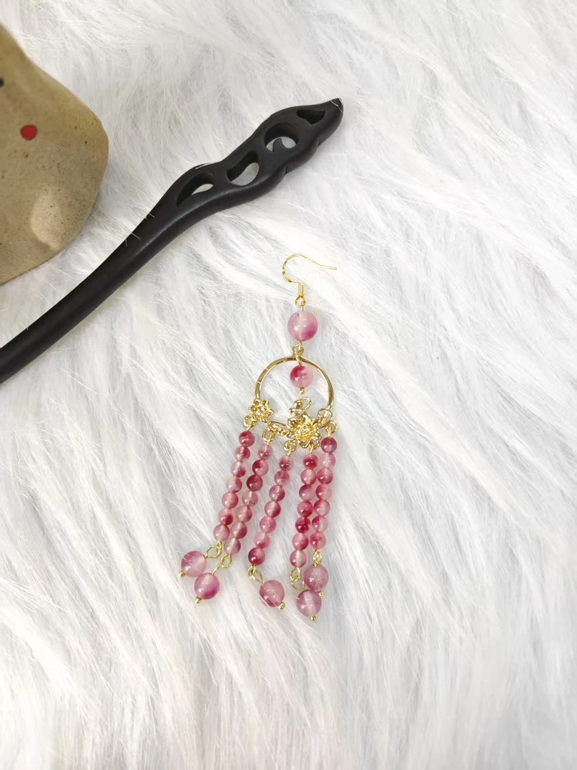 炑歌K374原创乌梅子酱一对流苏挂坠气质手工发饰国风百搭时尚发簪