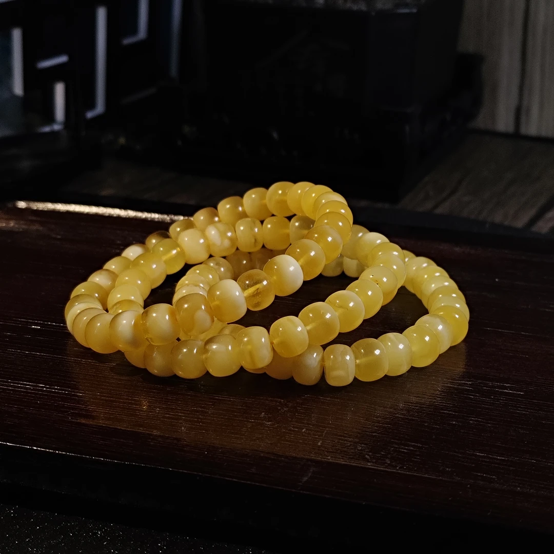 【书记甄选】天然蜜蜡老型珠单圈手链 多样性发一件 约8mm  CK3304