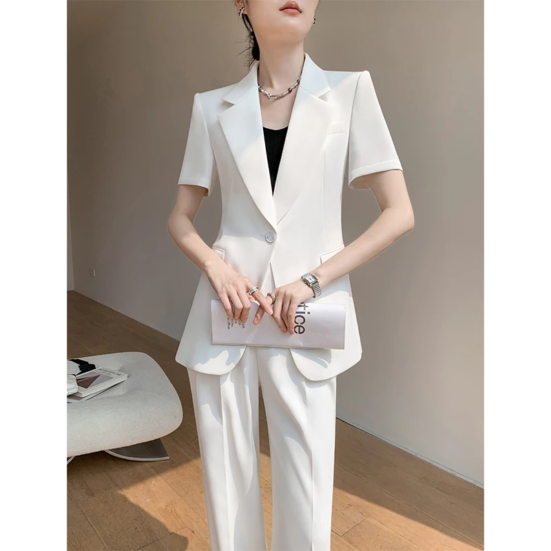 夏季薄款西装套装女2025新款高级感休闲职业女神范两件套夏天西服
