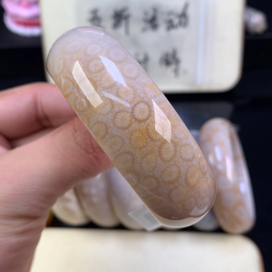 硅化珊瑚（珊瑚玉）未镶嵌颈饰59号橘调小花花56圈