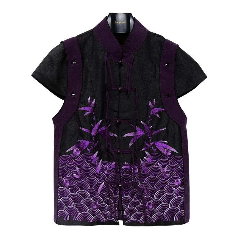 【娇娇美娇】娑尔原创设计竹叶刺绣香云纱上衣SH1SV02117