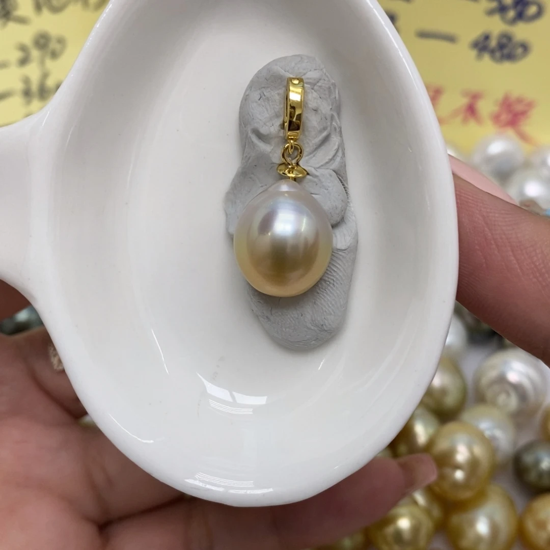 裸珠海水珍珠金珠单珠12.4