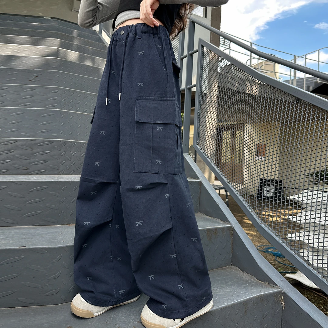 女童纯棉裤子春秋装2025新款洋气儿童秋季休闲裤女气中大童工装裤