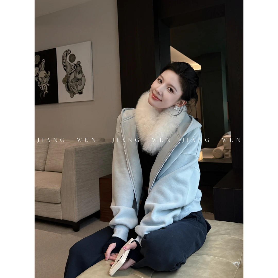 【人手一套】姜雯 松弛感慵懒连帽加绒卫衣