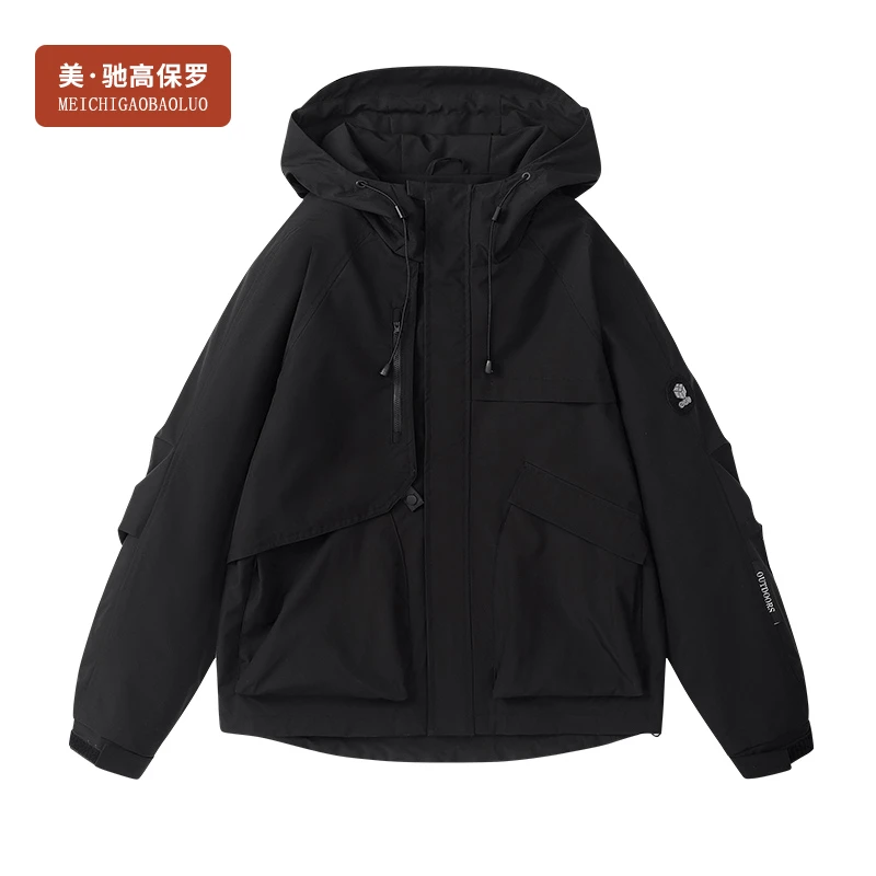 美驰高保罗新款春季户外冲锋衣工装外套情侣连帽百搭防水防风夹克