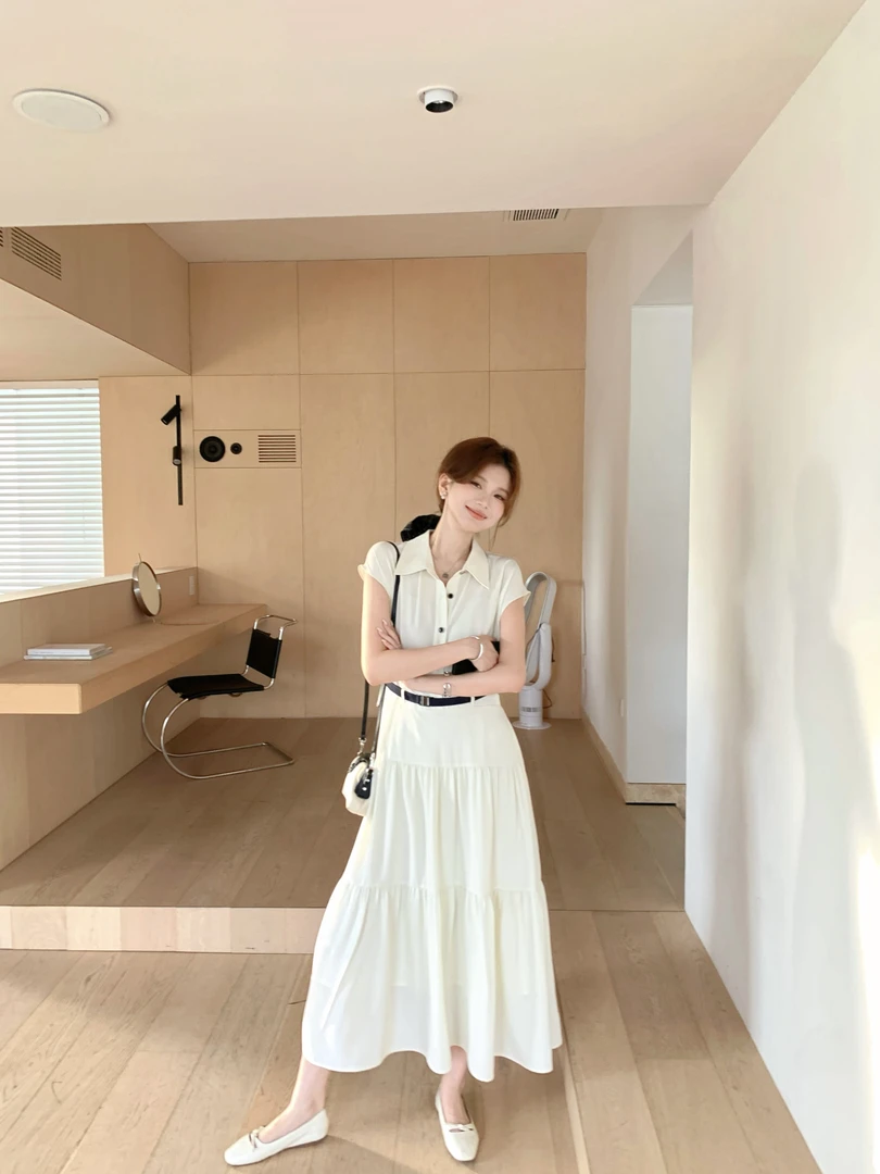 【芝士Cheese】日暮新泽西 显瘦气质时尚百搭收腰纯色连衣裙