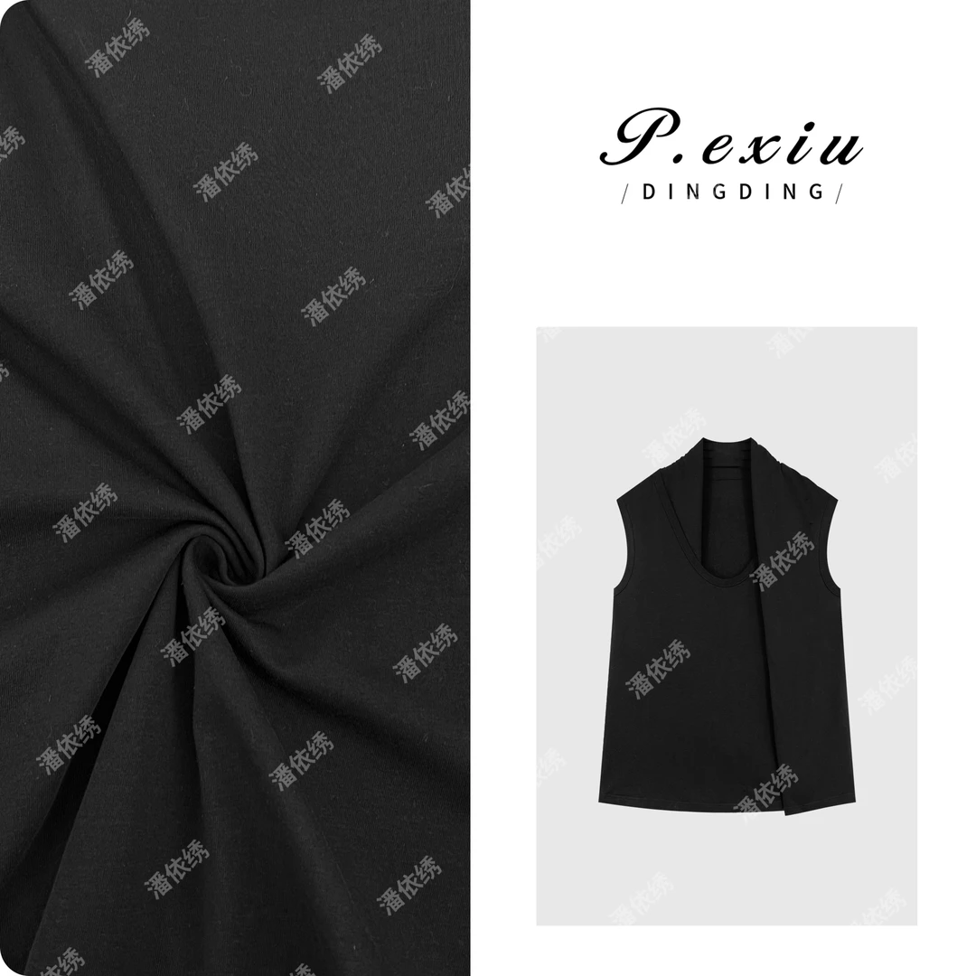 PanYiXiu/潘依绣设计师款层次极简风塌肩袖无袖背心 W-62697