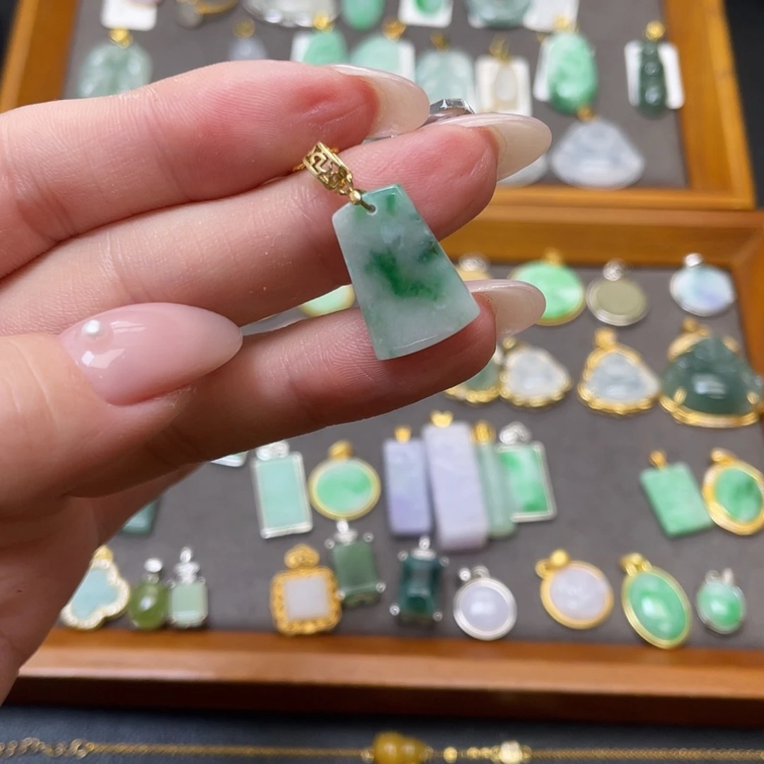 翡翠银S925镶嵌吊坠(不含链)