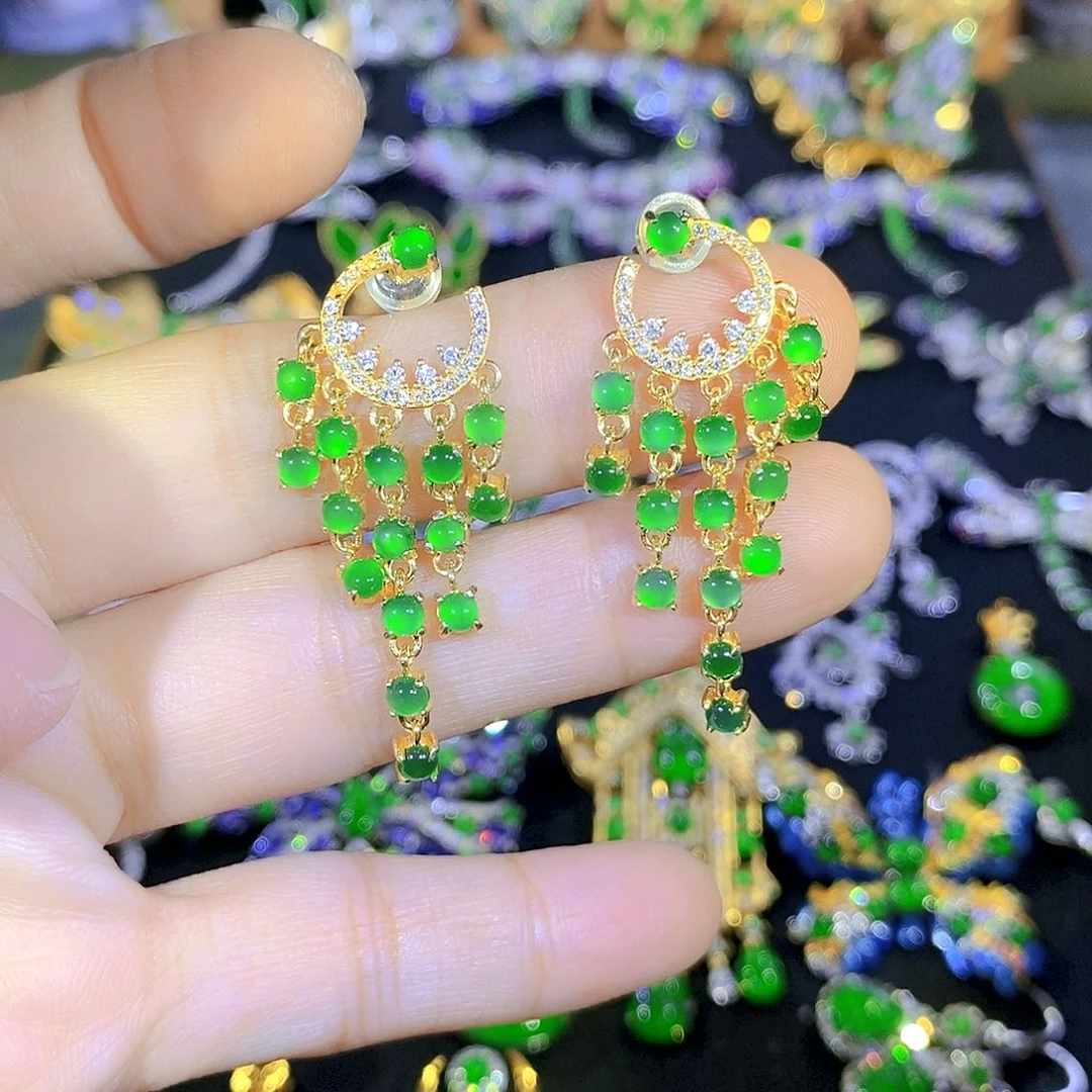 吊坠(不含链)银S925镶嵌翡翠