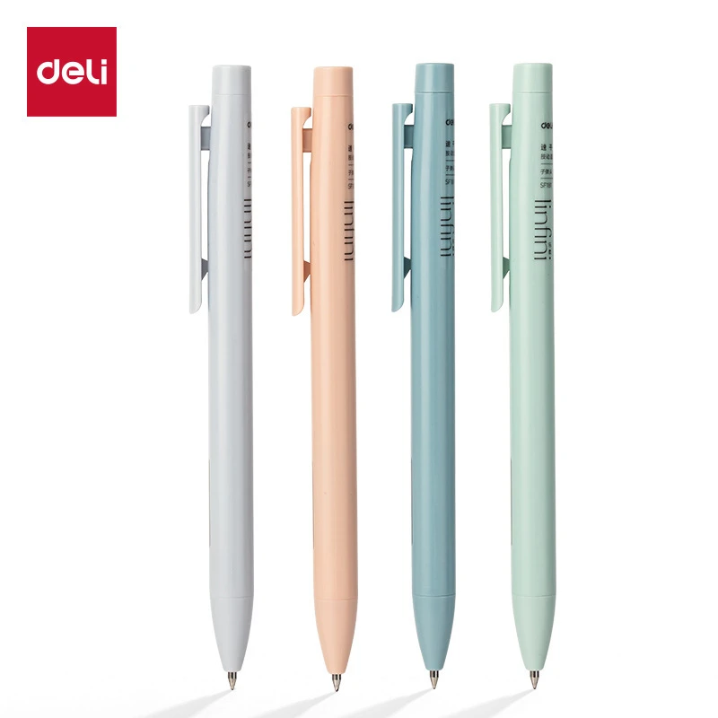 得力SF181乐素工具按动直液式中性笔0.5mm子弹头学生简约黑色水笔