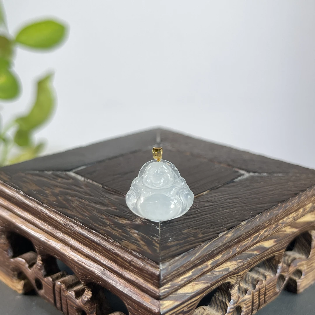 JCB05-108  天然缅甸A货翡翠  18K扣头佛公