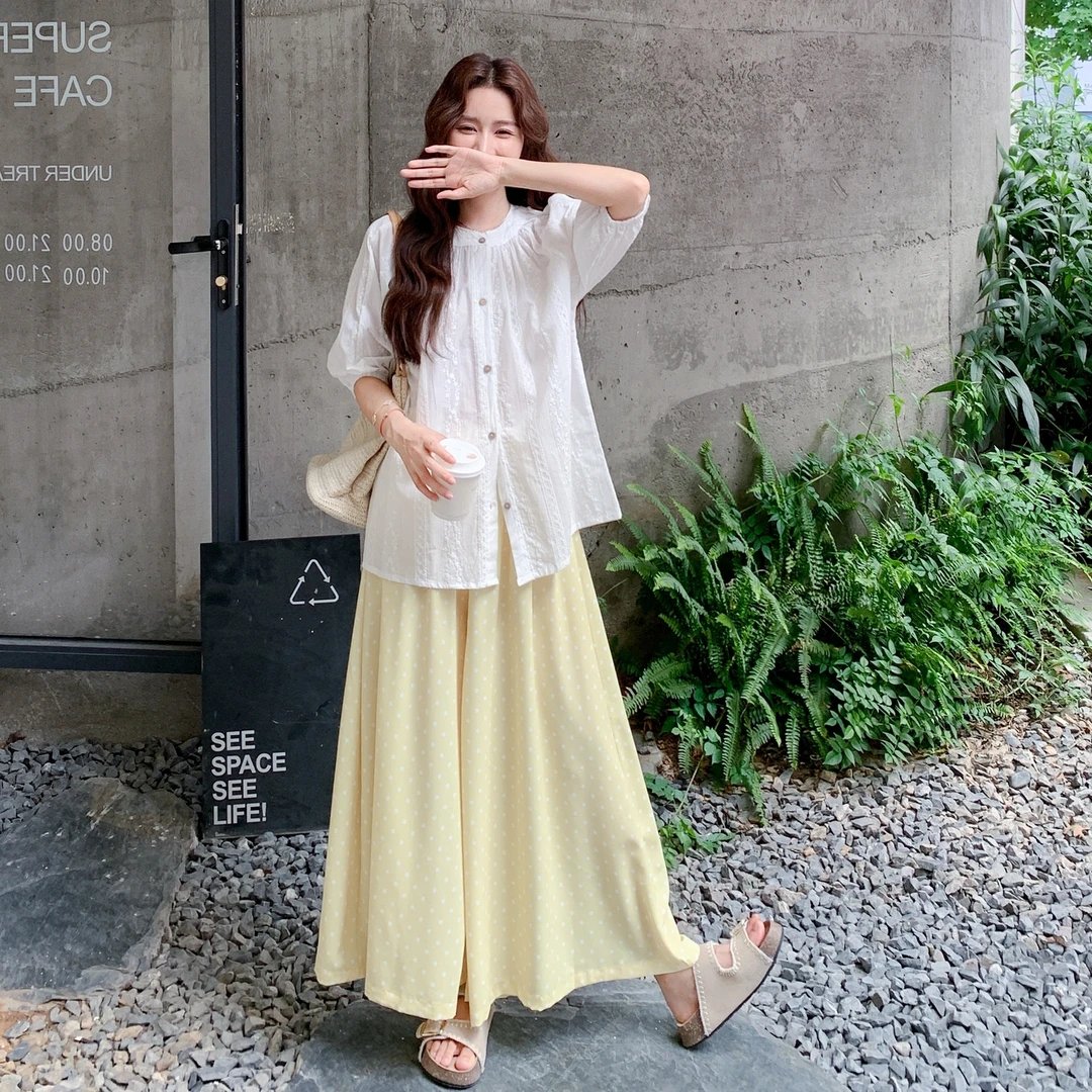 韩系穿搭一整套女2025法式新款时尚气质显瘦休闲宽松阔腿裤两件套