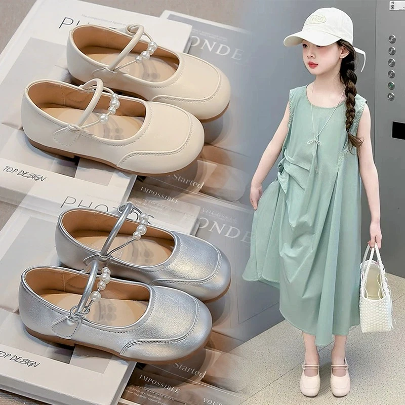 ABC女童小皮鞋2025春秋季小女孩洋气时尚浅口单鞋百搭防滑公主鞋