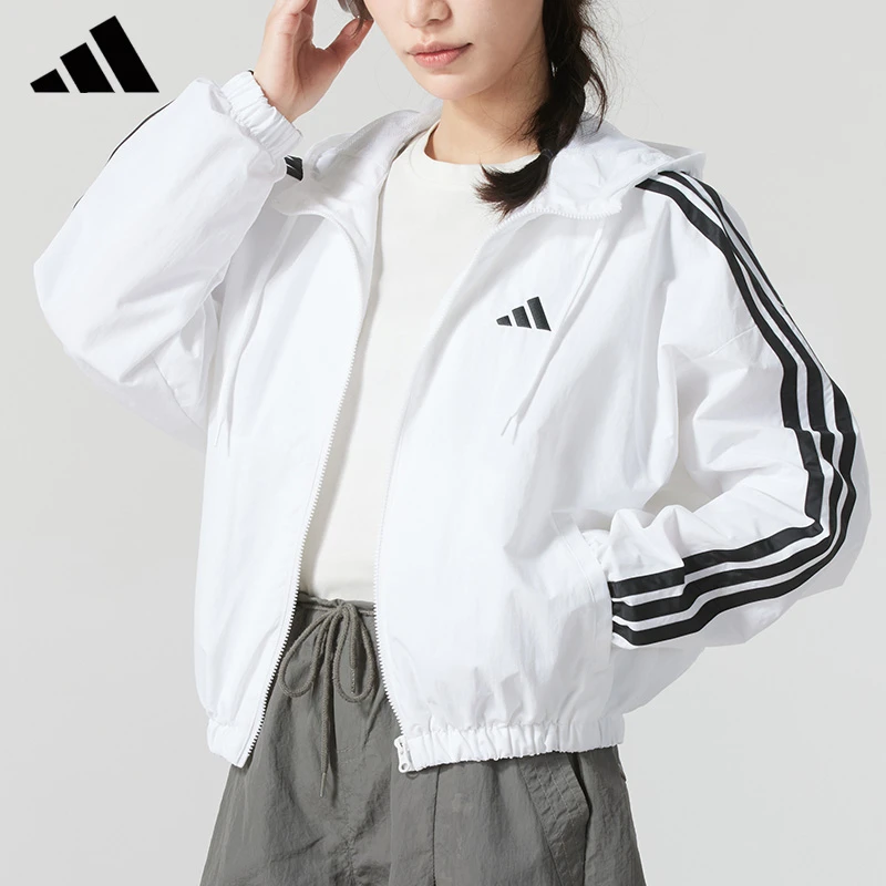 adidas/阿迪达斯官方正品梭织连帽夹克女2025春季款运动休闲外套