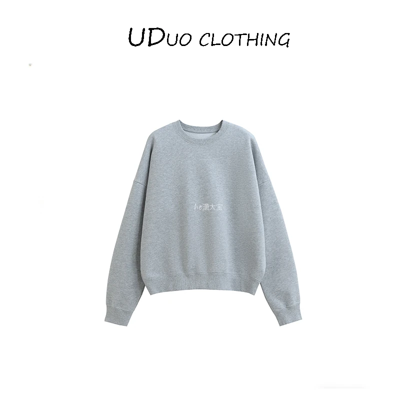 年度上新【卢浮暮色】进口加绒亲肤全棉匹马棉毛圈磨毛圆领卫衣9076