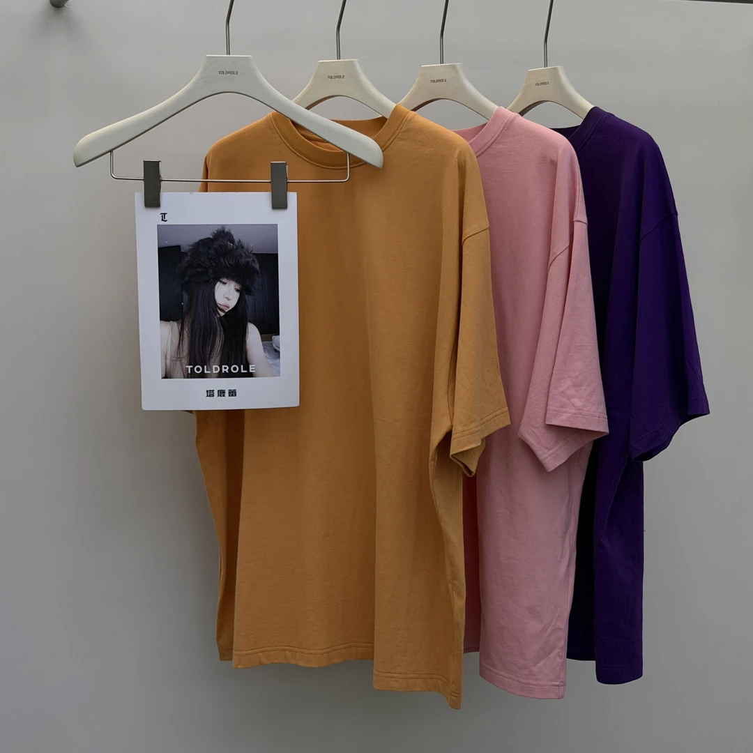 LULU 鹿 落肩袖圆领宽松舒适百搭短袖T恤