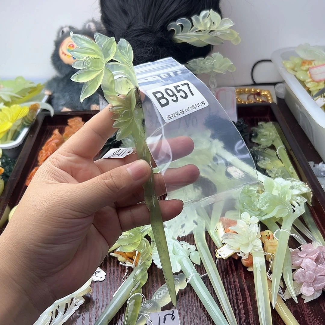 合金蛇纹石玉发饰凤**飞