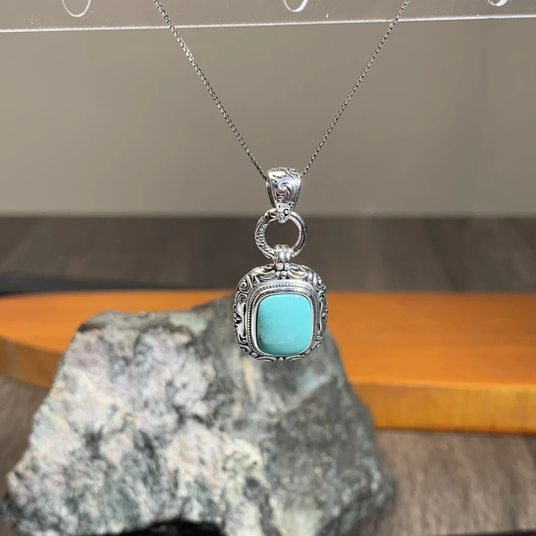 复古款天然绿松石s925吊坠 KT24100911