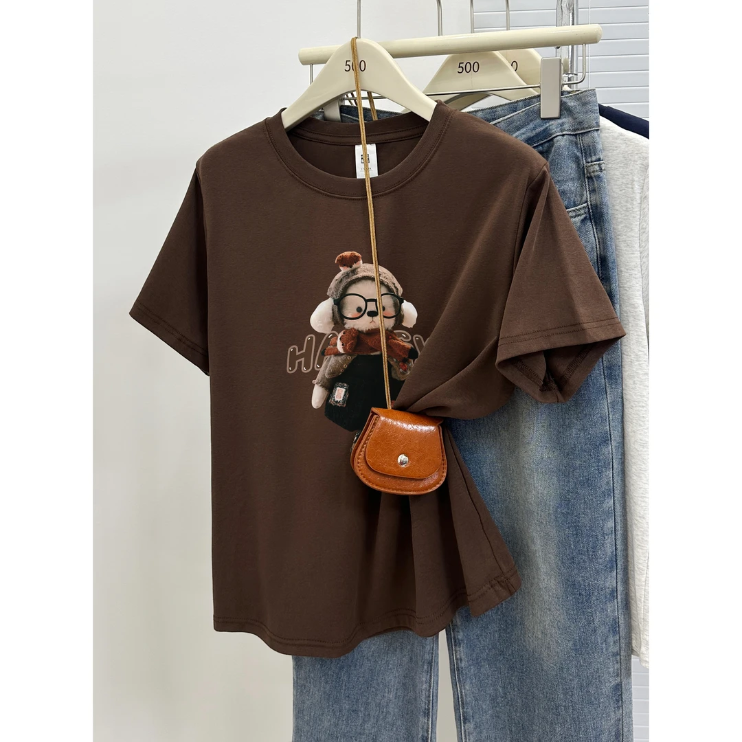 正肩短袖t恤女夏季新款200斤胖mm大码穿搭遮肉显瘦洋气圆领上衣潮