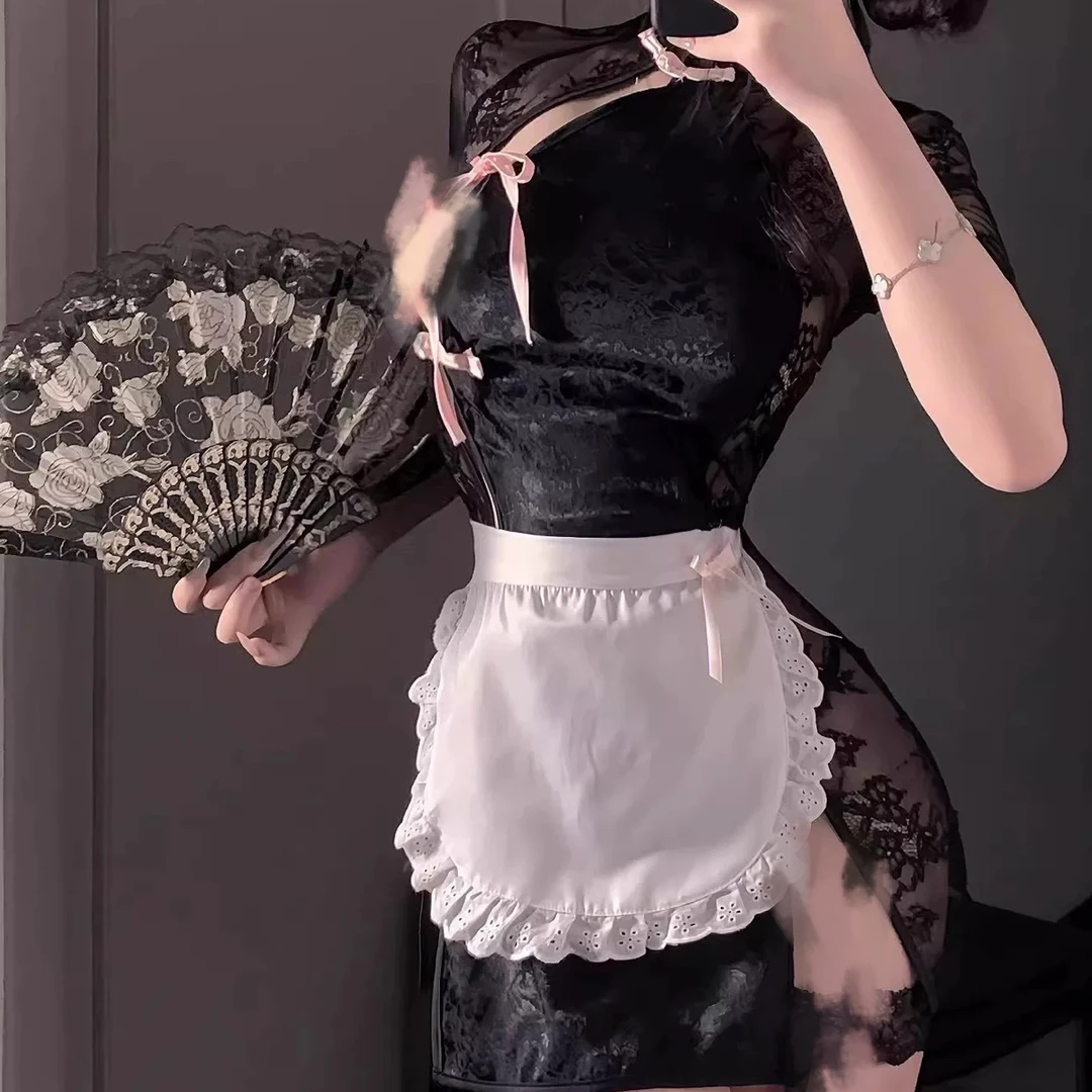 暗夜蜜语【妻管严】性感中式旗袍纯欲小胸睡裙