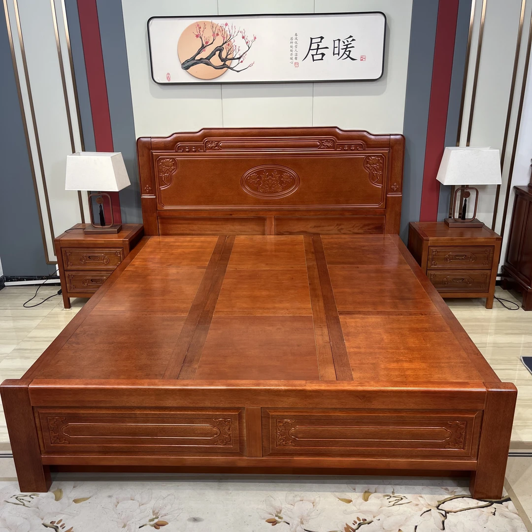 后台花梨色《高箱床专拍链接》尺寸配置跟客服核对高箱床头雕花可选