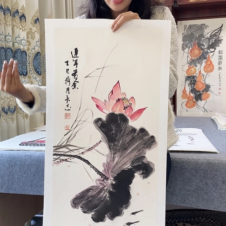 国画纯手绘国画写意作品34*68