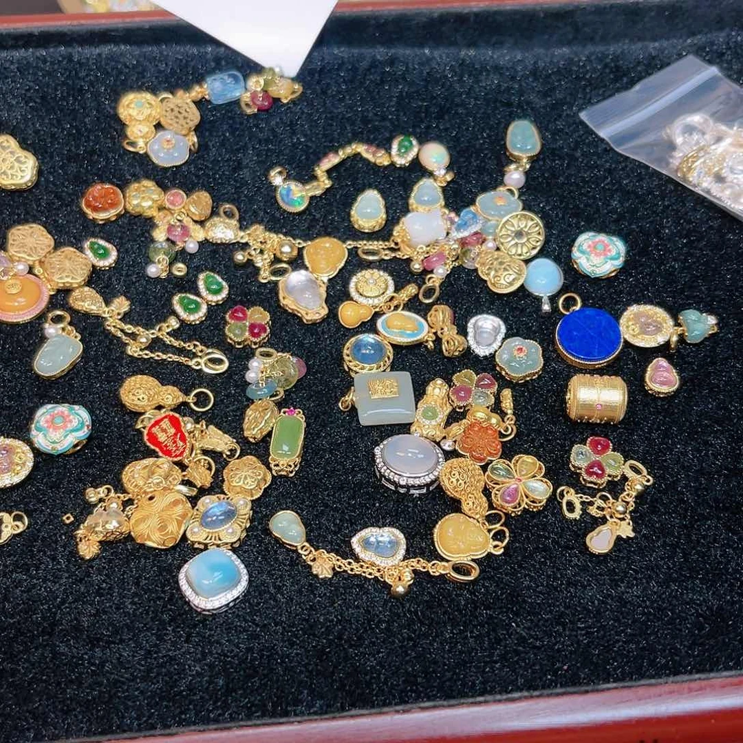 紫晶珠宝半成品银S925镀金镶嵌173