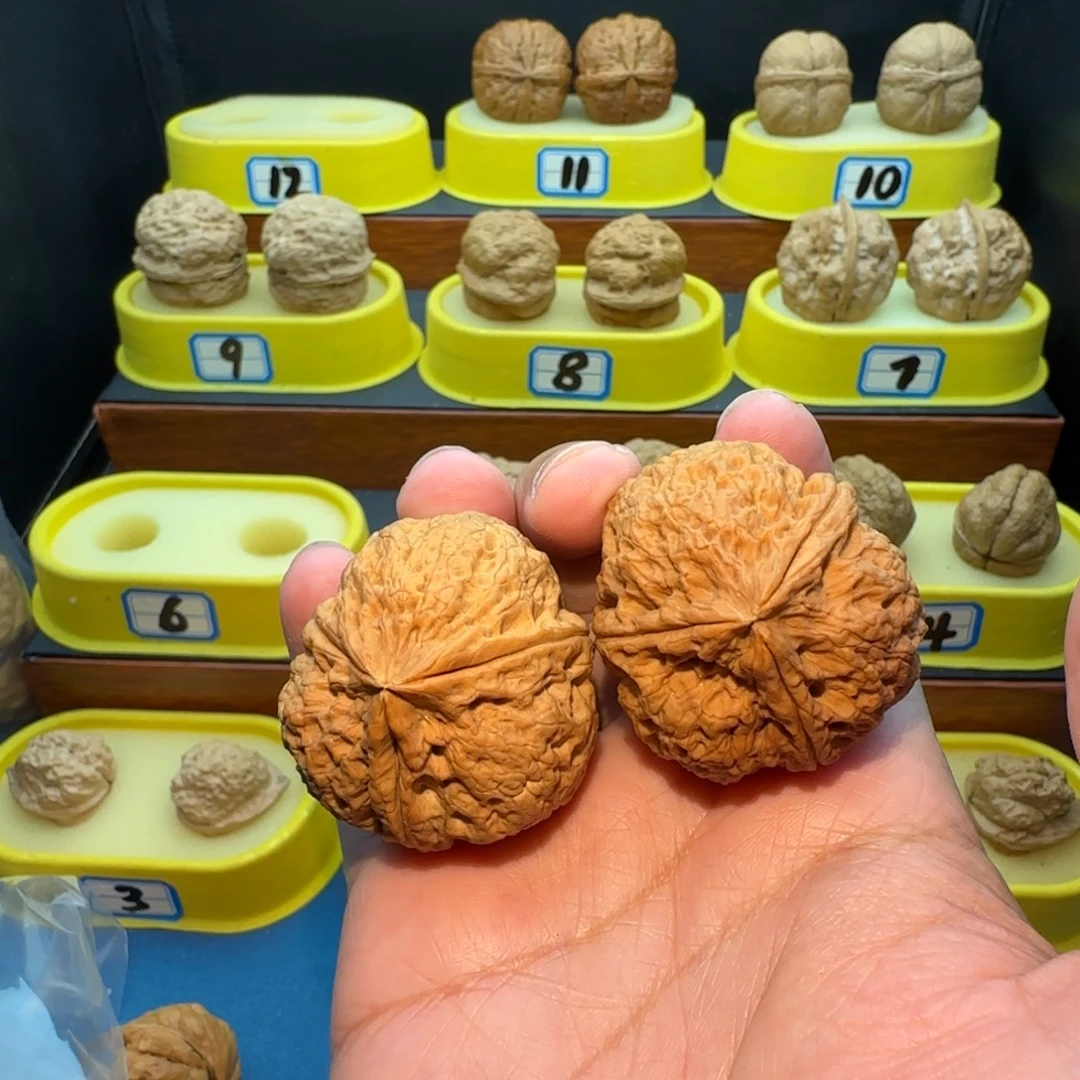 贰***萬桃核把件粗劲三棱