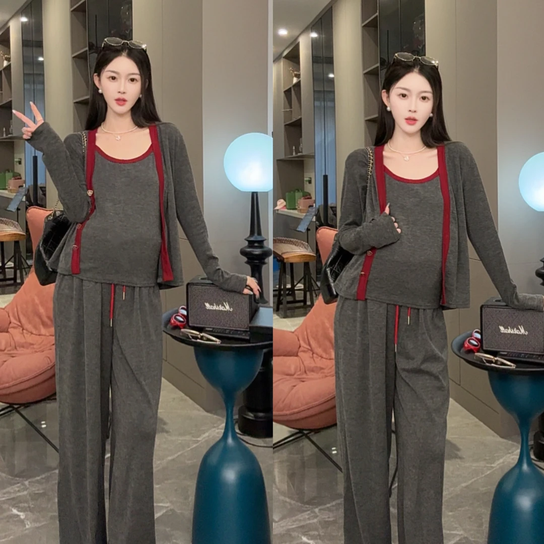 时尚孕妇早秋新款休闲小个子孕妇秋季时尚撞色小香风孕妇装套装