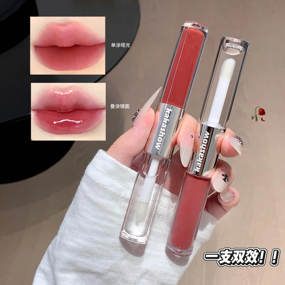 kakashow双头唇釉哑光镜面二合一唇蜜保湿滋润不易沾杯点色口红女