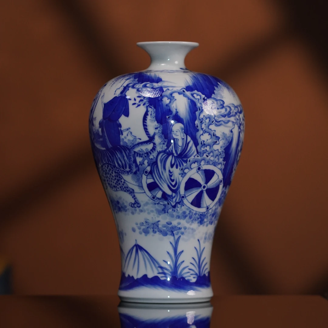 金樽珍藏丨鬼谷子下山梅瓶摆件23cm景德镇手工手绘高端瓷适合收藏