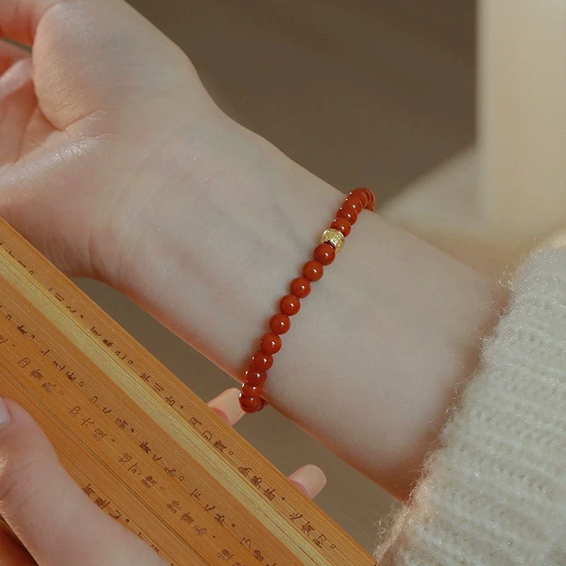 『小福运』天然和田玉国风单圈手链轻奢南红玛瑙手串新中式南红手串