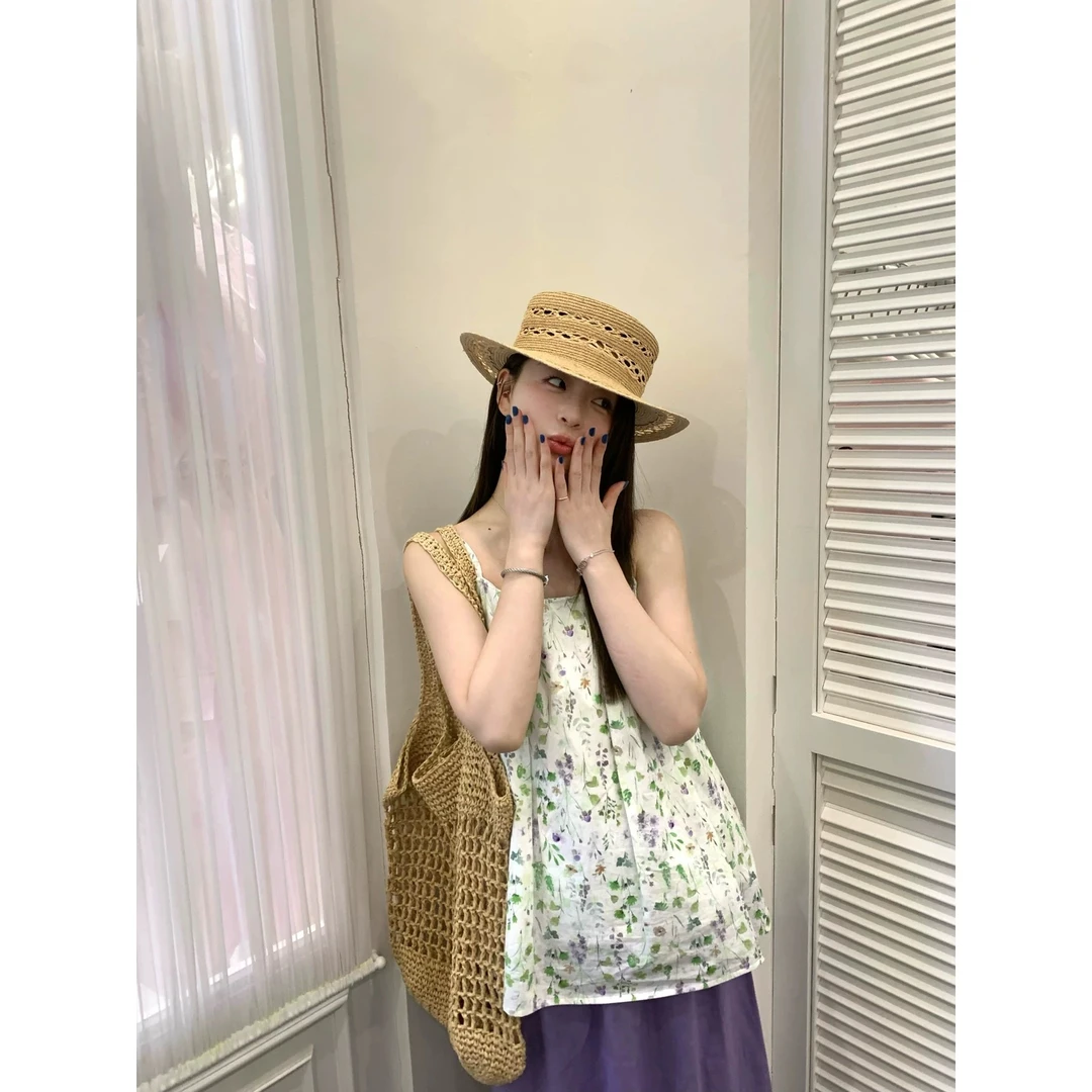 【抹茶芙芙】韩版夏季2025年宽松显瘦小清新碎花吊带背心休闲上衣