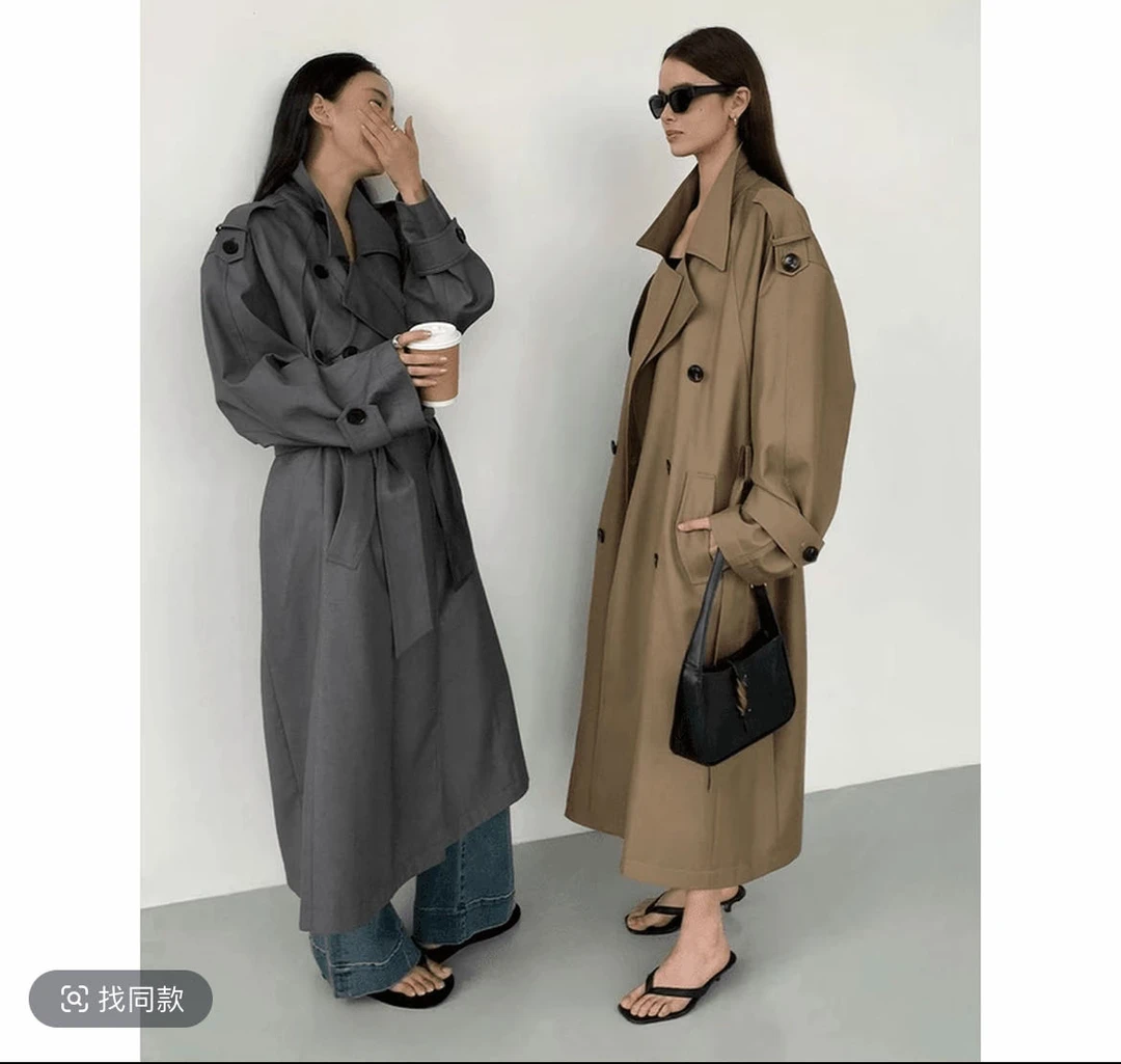 风衣外套女2025年新款早秋中长款英伦风高级感宽松气质大衣小个子