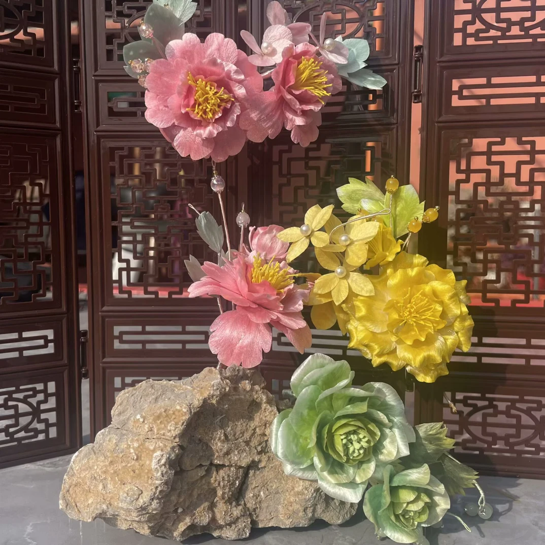 单支大个头牡丹绒花少女风发簪古风新娘步摇旗袍古典素款结婚no退