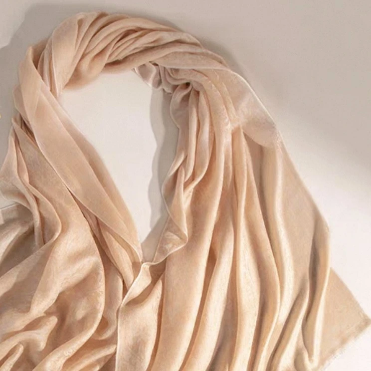 轻奢高档凤尾花重工色织提花山羊绒夏季围巾戒指绒时尚披肩/围巾