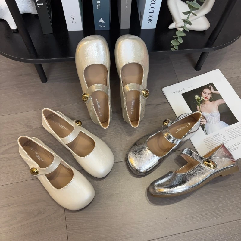 两穿法式搭配裙子玛丽珍鞋女2025夏季新款软底圆头浅口一字带单鞋