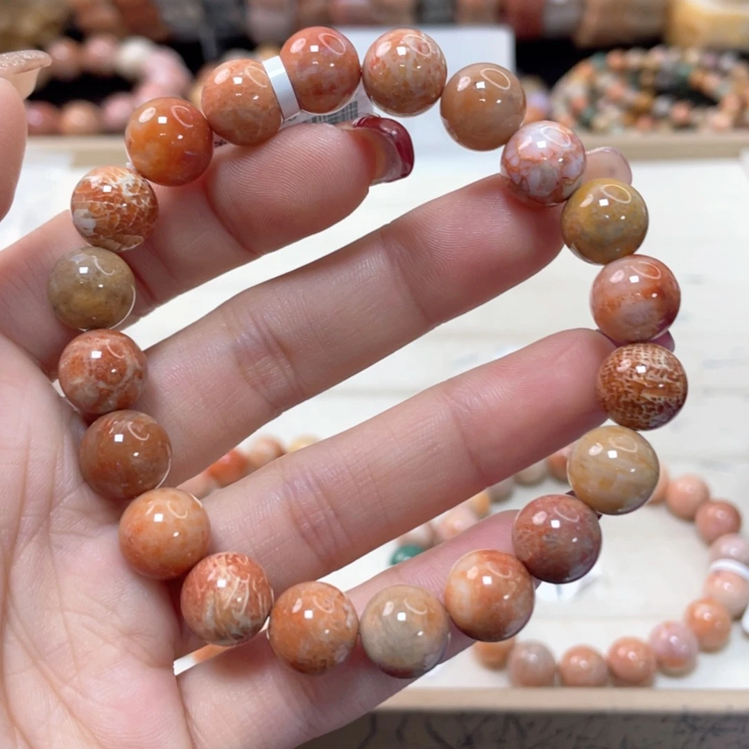 硅化珊瑚（珊瑚玉）手链未镶嵌铁****花071