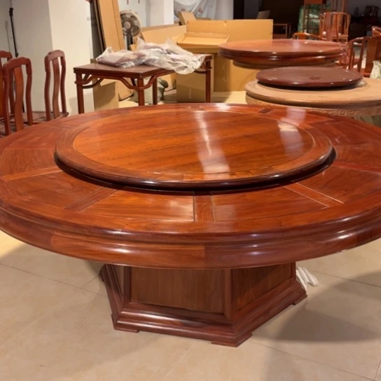 紫檀木类端景台龙**跃缅花圆餐桌单桌