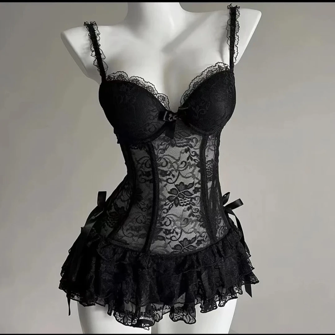 【公主】80-140性感纯欲吊带蕾丝聚拢显瘦遮肉小胸马甲吊带内搭显瘦